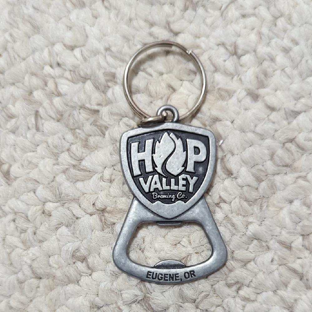 Hop Valley Brewing Co. Silver Bottle Opener Keychain